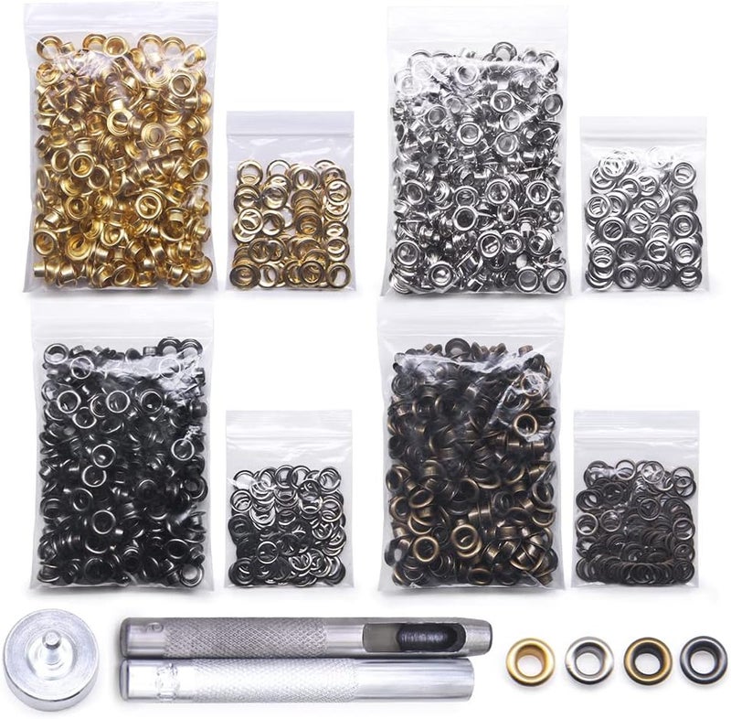 SEMINI Grommet Kit 800 Sets Gronmets Eyelets with 3 Pieces Install Tool Kit, 4 Colors - Image 1
